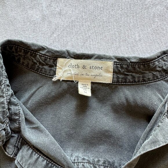 Cloth & Stone Dark Grey Collared Tie Womens Top Medium - Picture 5 of 5